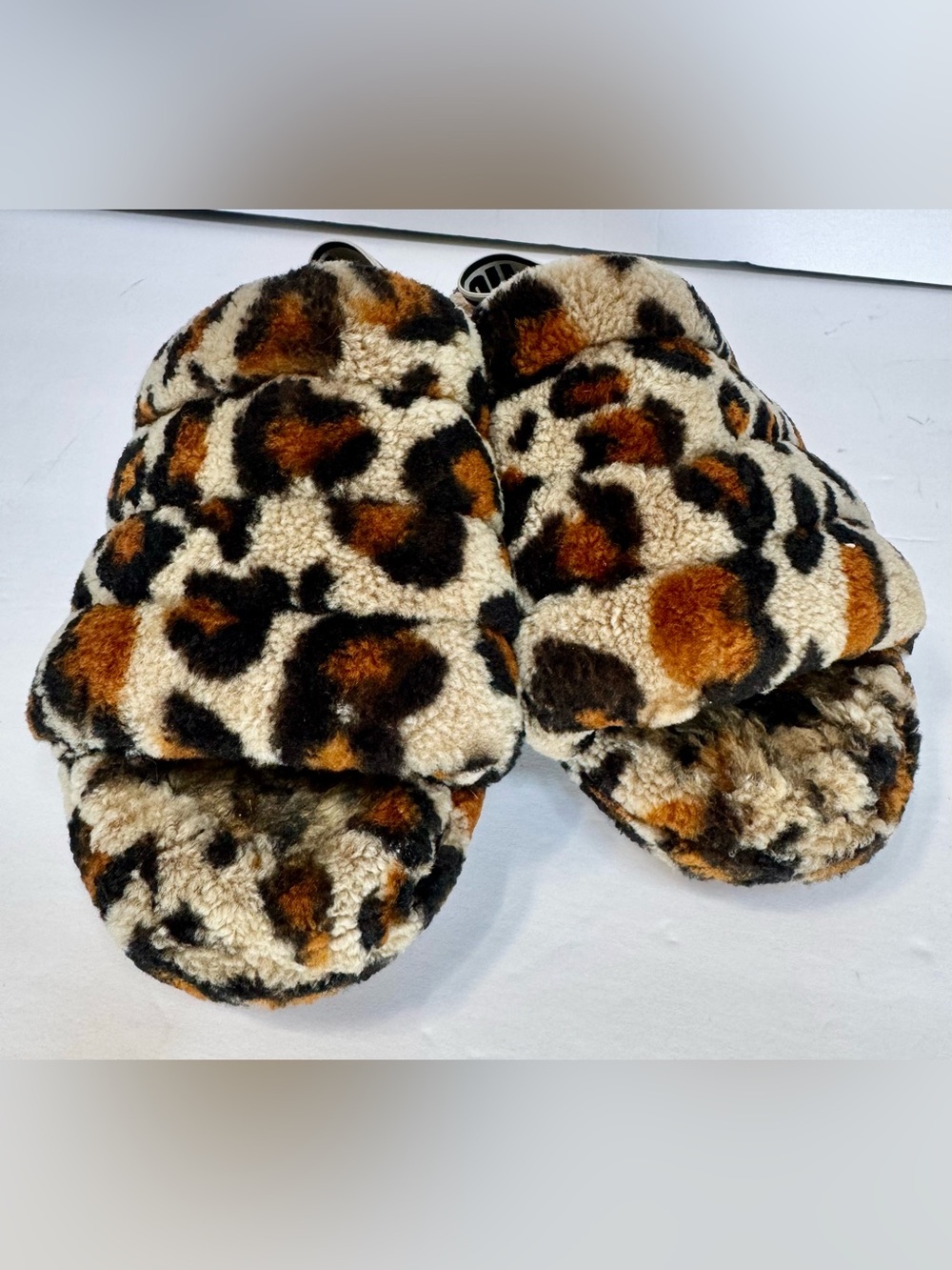 UGG Leopard Print Fuzzy Slide - Brown Black Cream